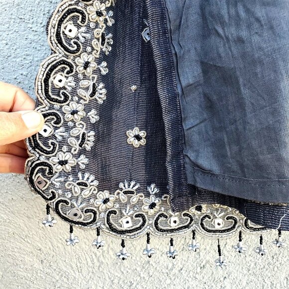 Beaded Pant Set 6 8 Silver Glittery Black Embellished Sequin Beads Bespoke - Picture 2 of 10